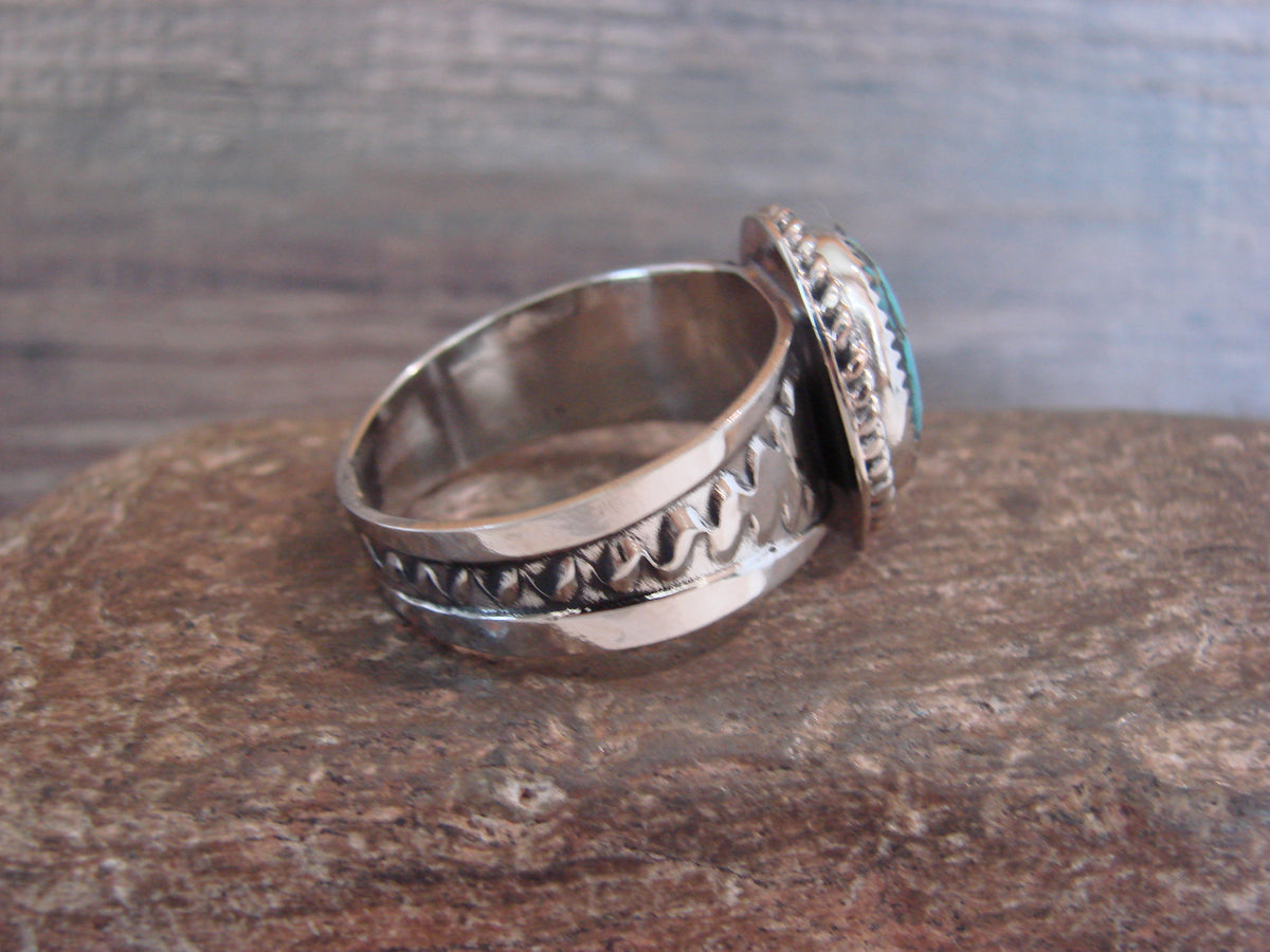Native American Nickel Silver & Turquoise Scarf Ring by Cleveland