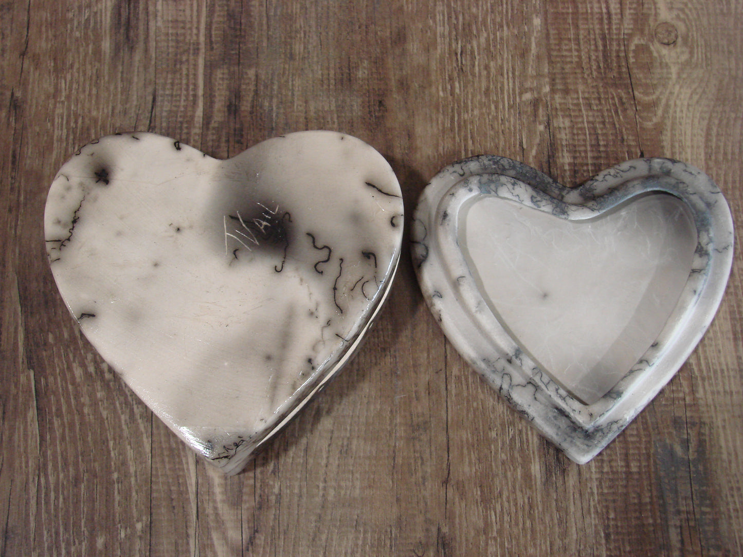 Native American Heart Pottery Horse Hair Jewelry Trinket Box by Vail