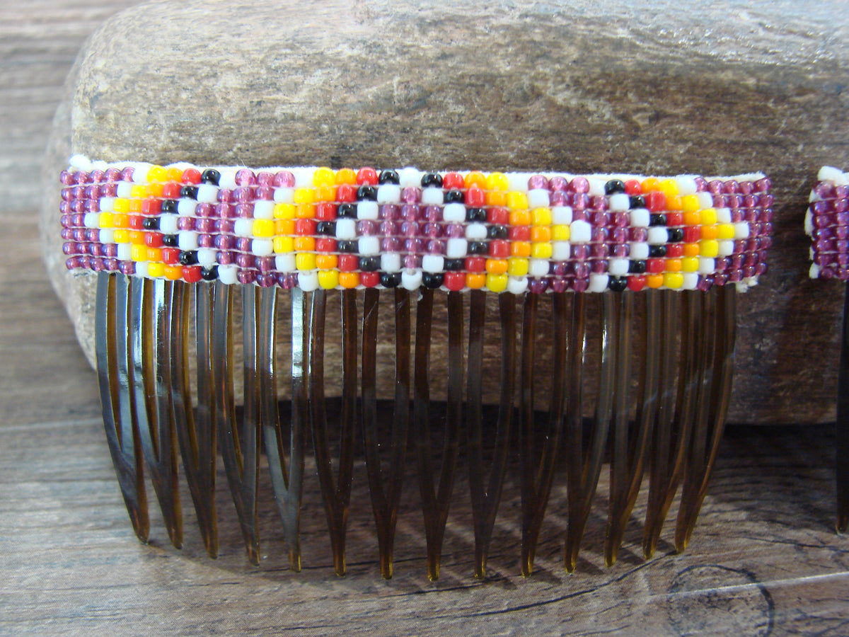 Native American Hand Beaded Hair Comb Set by Cleveland
