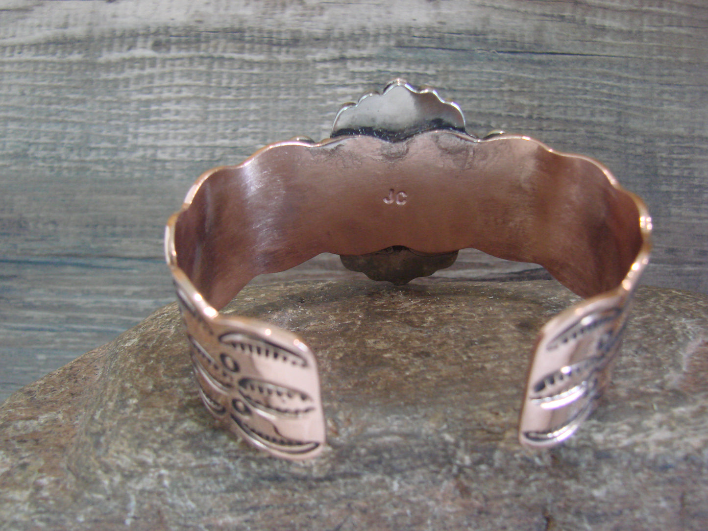 Navajo Indian Copper & Onyx Bracelet by Cleveland