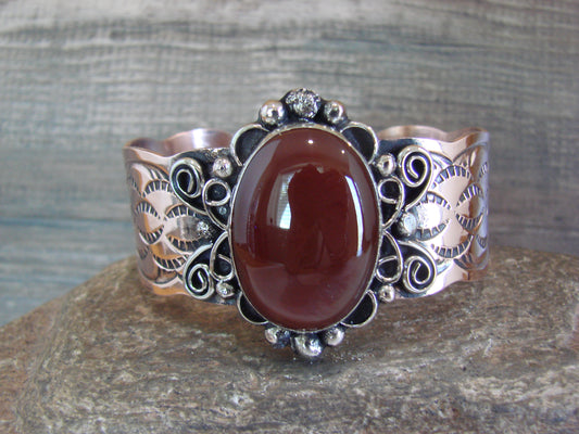 Navajo Indian Copper & Red Howlite Bracelet by Cleveland