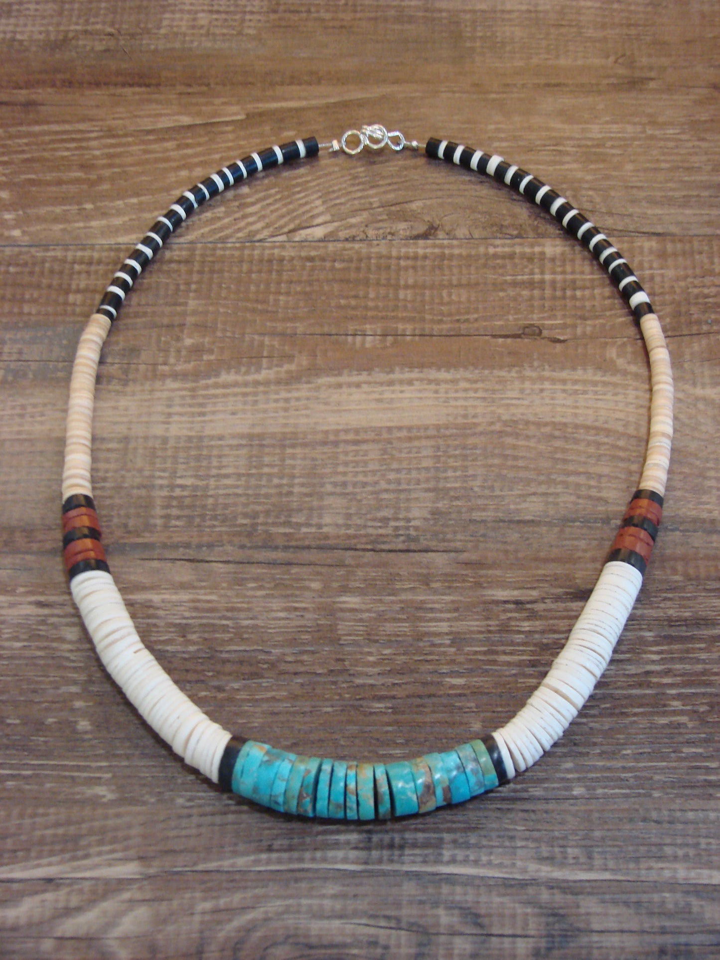 Native American 19" Santo Domingo Multi Stone Heishi Necklace - Crespin