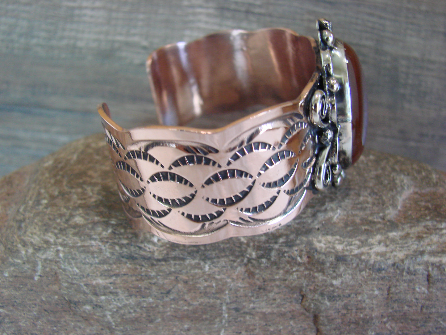 Navajo Indian Copper & Red Howlite Bracelet by Cleveland
