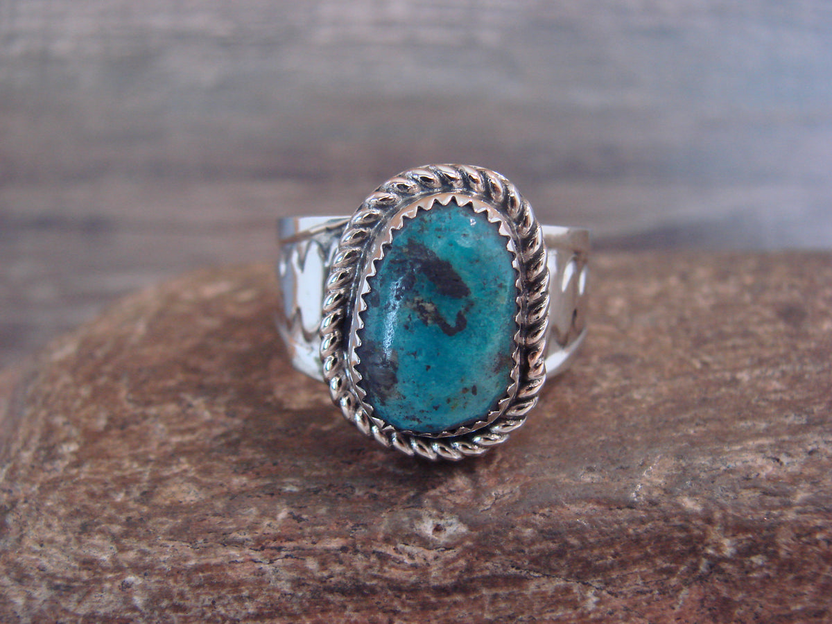 Native American Nickel Silver & Turquoise Scarf Ring by Cleveland