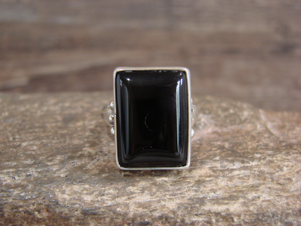 Native American Sterling Silver Onyx Ring Size 7 - Henio