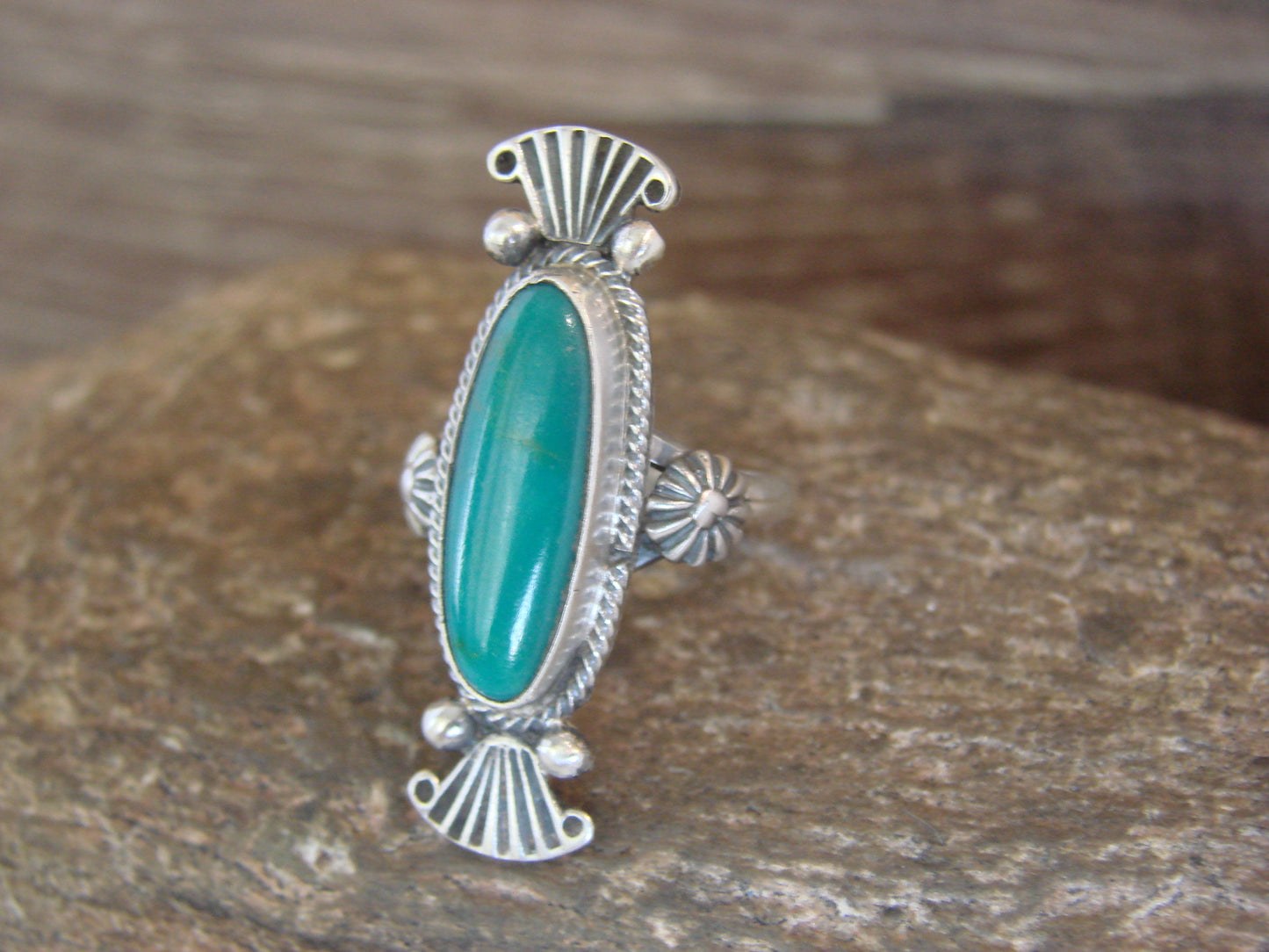 Native American Sterling Silver & Turquoise Ring by Largo - Size 6.5