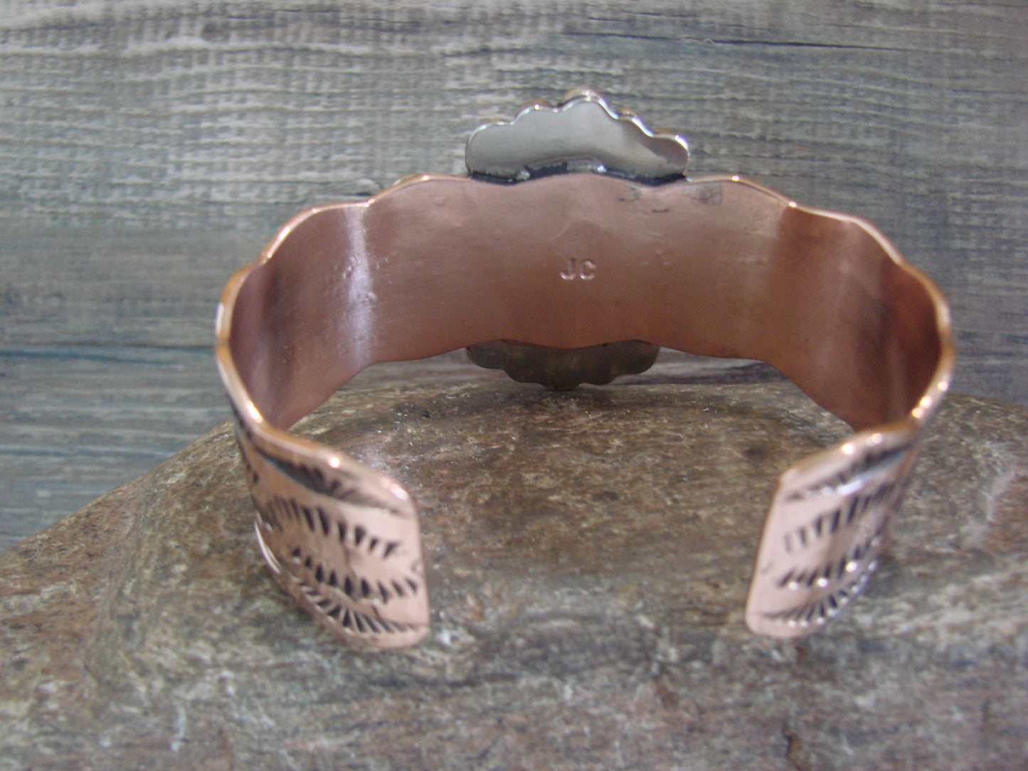Navajo Indian Copper & Onyx Bracelet by Cleveland