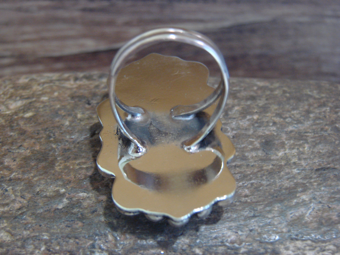 Native American Nickel Silver & Turquoise Ring by Cleveland - Size 10