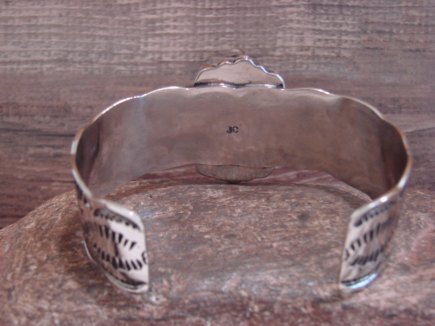 Native American Nickel Silver & Turquoise Bracelet by Cleveland