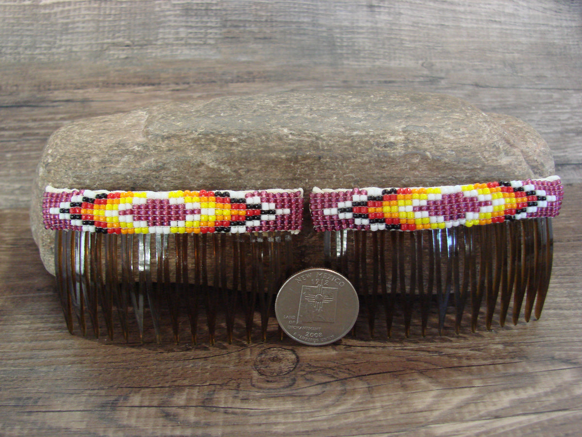 Native American Hand Beaded Hair Comb Set by Cleveland