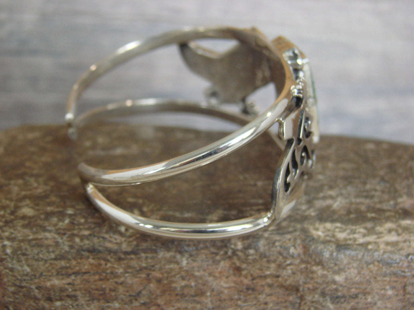 Native American Sterling Silver & Turquoise Cowgirl Boot Bracelet by Yazzie