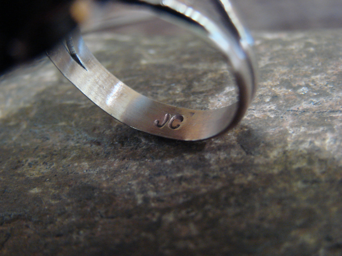 Native American Nickel Silver & Turquoise Ring by Cleveland - Size 10