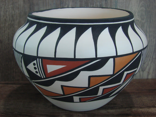 Acoma Pueblo Fine Line Hand Painted Pottery by Joe