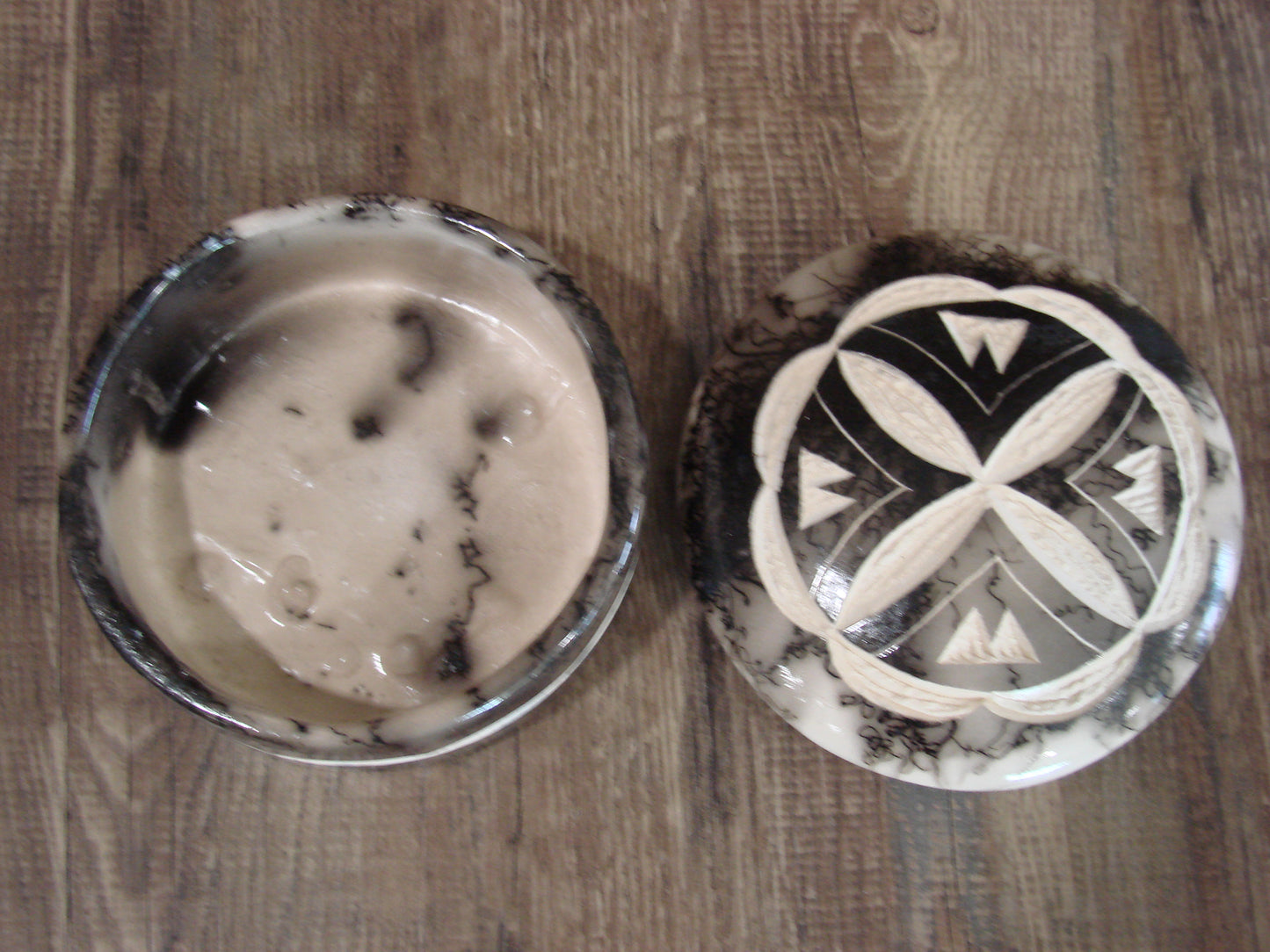 Native American Pottery Horse Hair Jewelry Trinket Box by Vail
