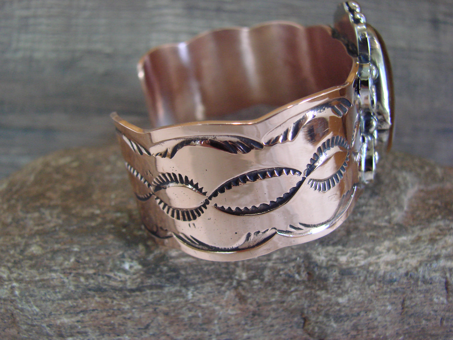 Navajo Indian Copper & Tiger Eye Bracelet by Cleveland