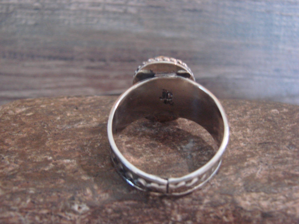 Native American Nickel Silver & Turquoise Scarf Ring by Cleveland