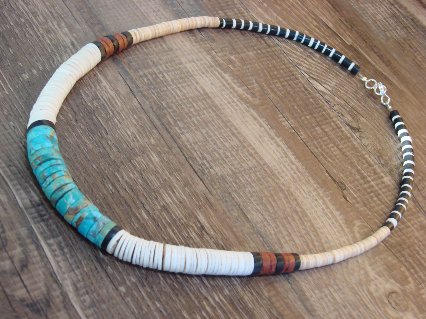 Native American 19" Santo Domingo Multi Stone Heishi Necklace - Crespin