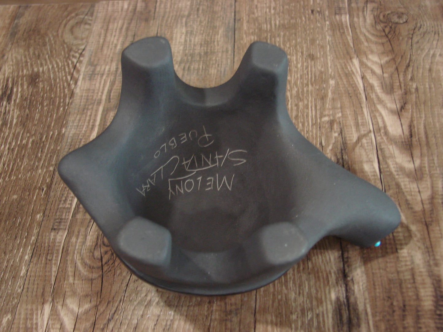 Native American Santa Clara Hand Made Clay Turtle Pottery by Melony