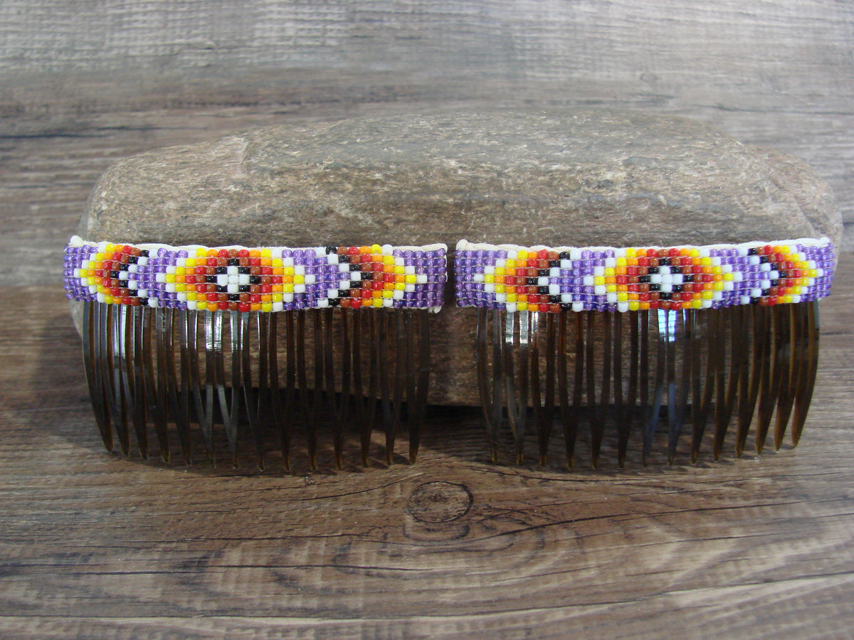 Native American Hand Beaded Hair Comb Set by Cleveland