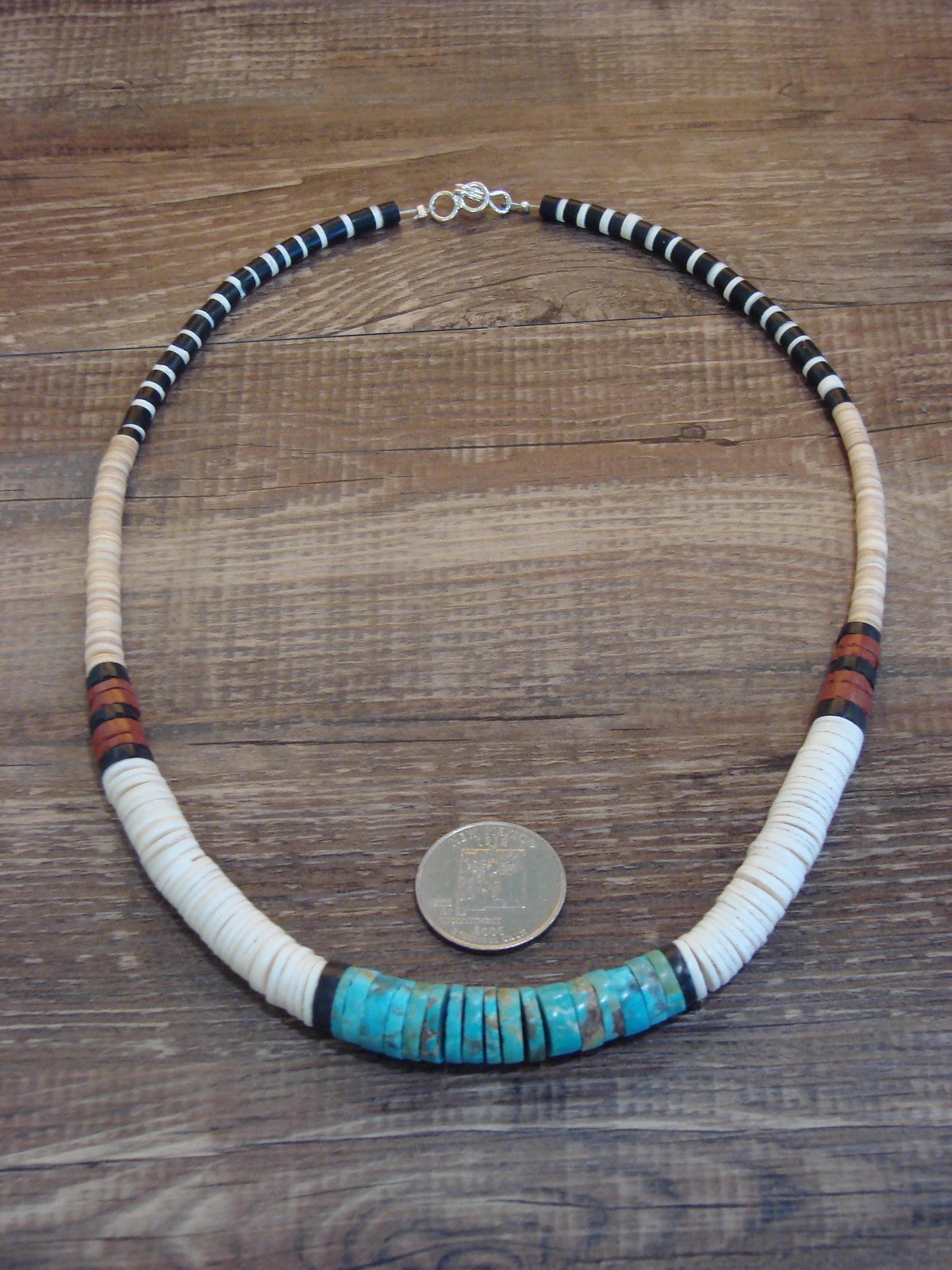 Native American 19" Santo Domingo Multi Stone Heishi Necklace - Crespin