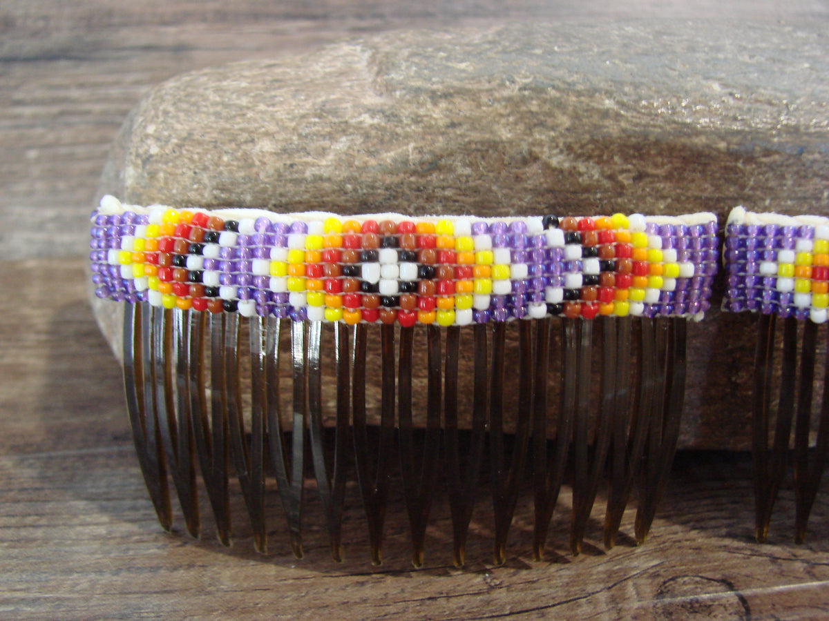 Native American Hand Beaded Hair Comb Set by Cleveland