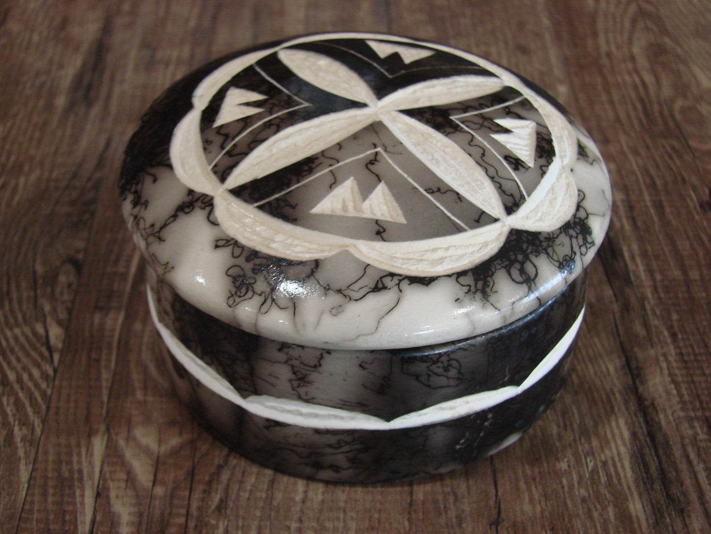 Native American Pottery Horse Hair Jewelry Trinket Box by Vail