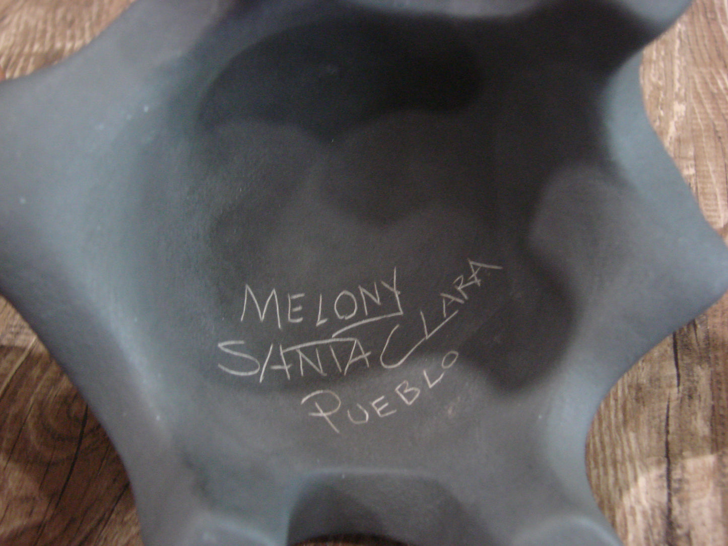Native American Santa Clara Hand Made Clay Turtle Pottery by Melony