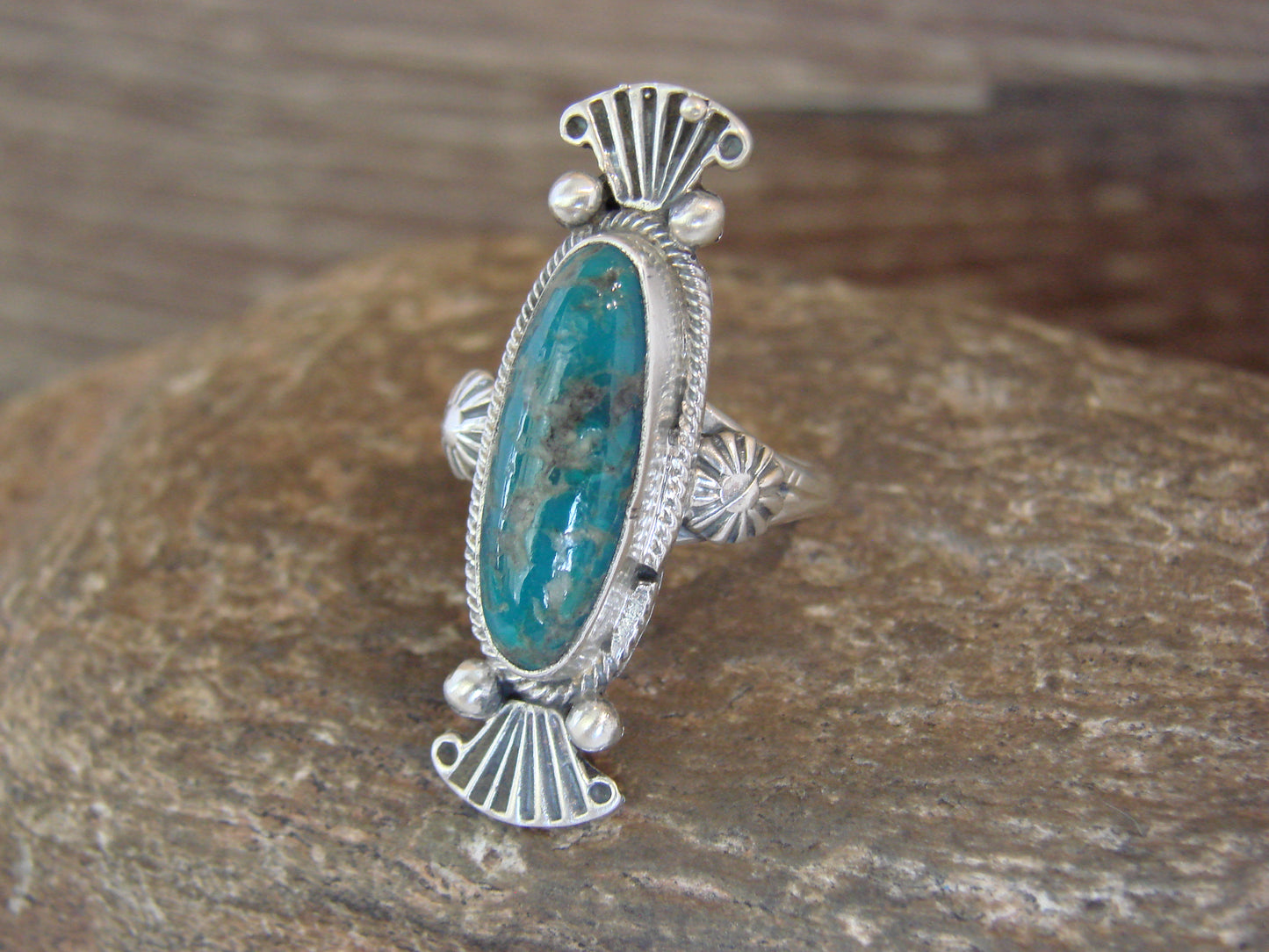 Native American Sterling Silver & Turquoise Ring by Largo - Size 6.5