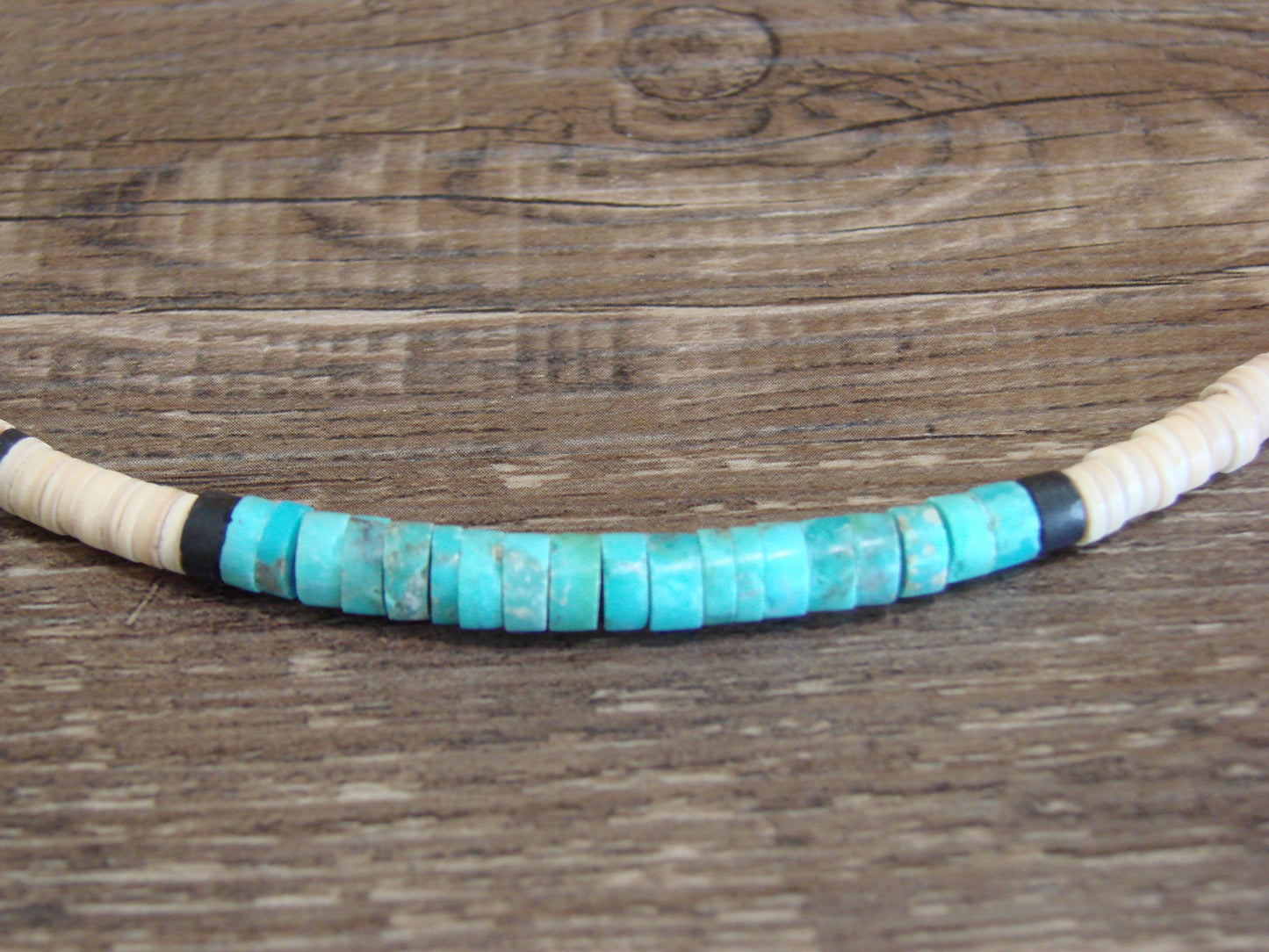 Native American 25" Santo Domingo Turquoise Heishi Necklace - Crespin