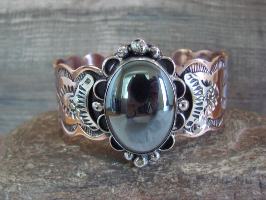 Navajo Indian Copper & Hematite Bracelet by Cleveland