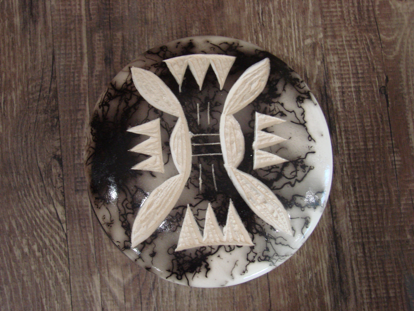 Native American Pottery Horse Hair Jewelry Trinket Box by Vail
