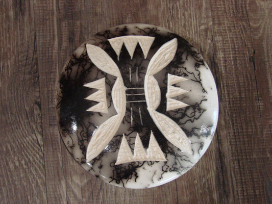 Native American Pottery Horse Hair Jewelry Trinket Box by Vail