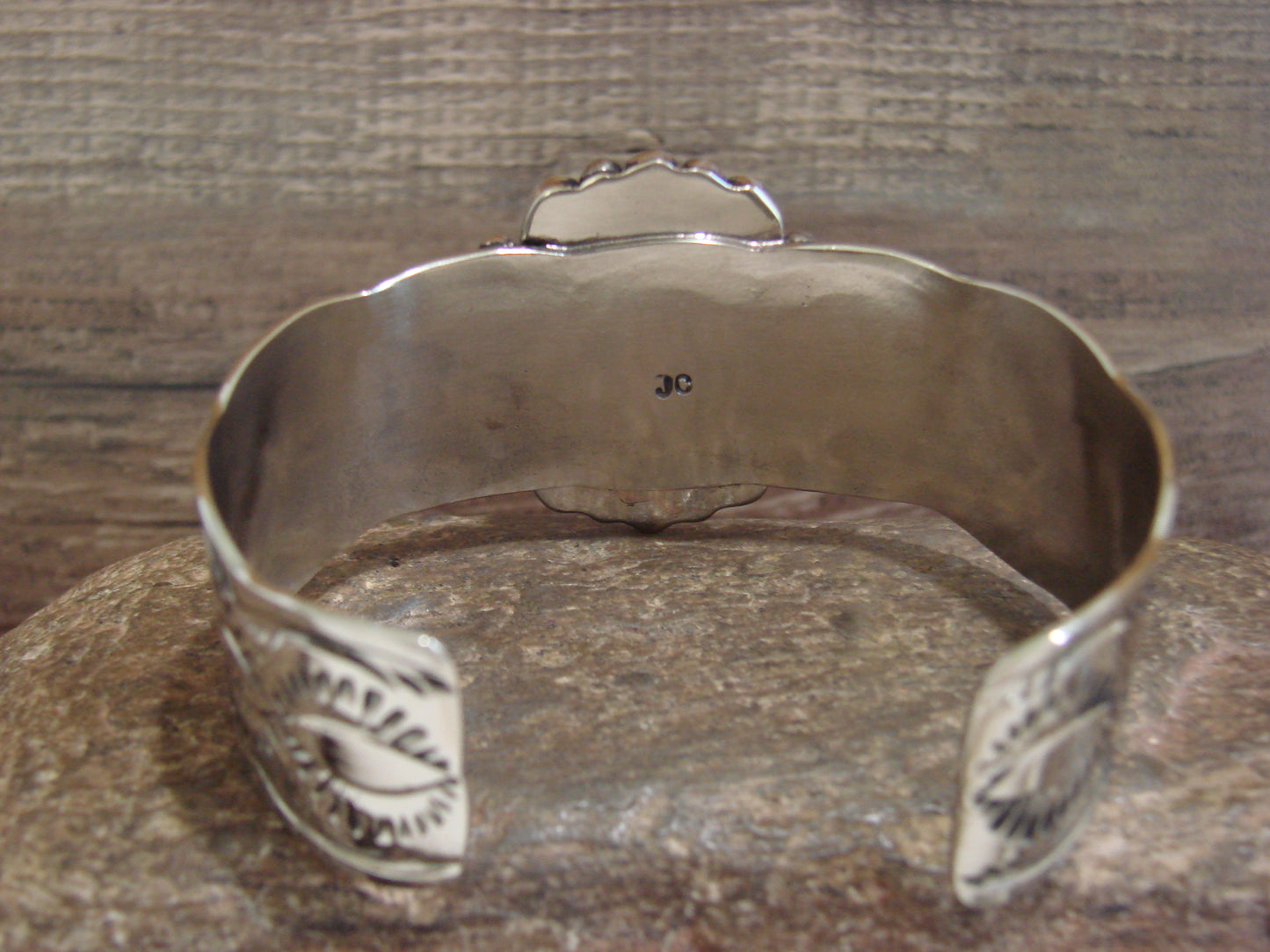 Native American Nickel Silver & Turquoise Bracelet by Cleveland