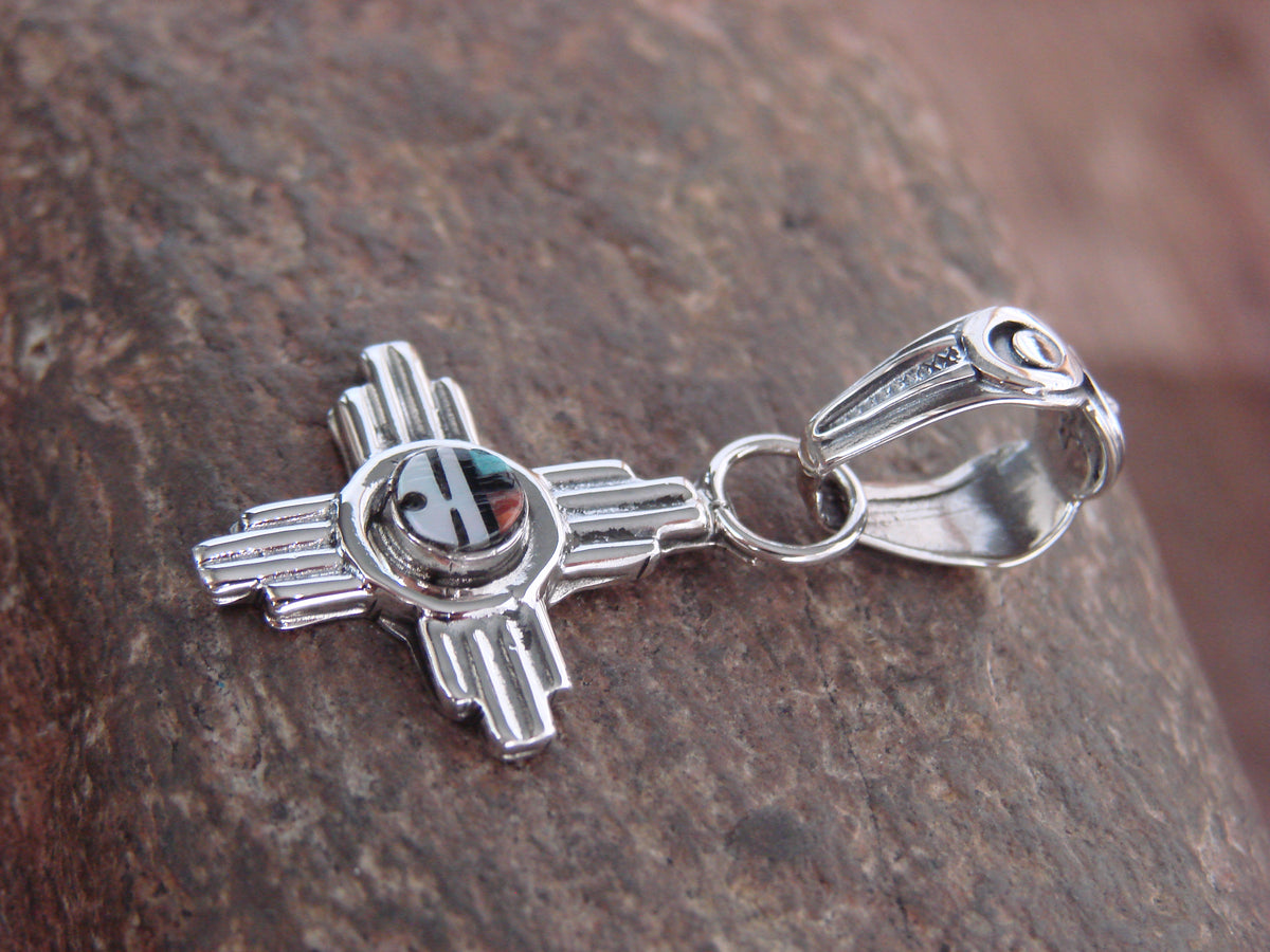 Native American Sterling Silver Zia Symbol & Sunface Pendant - Kallestewa