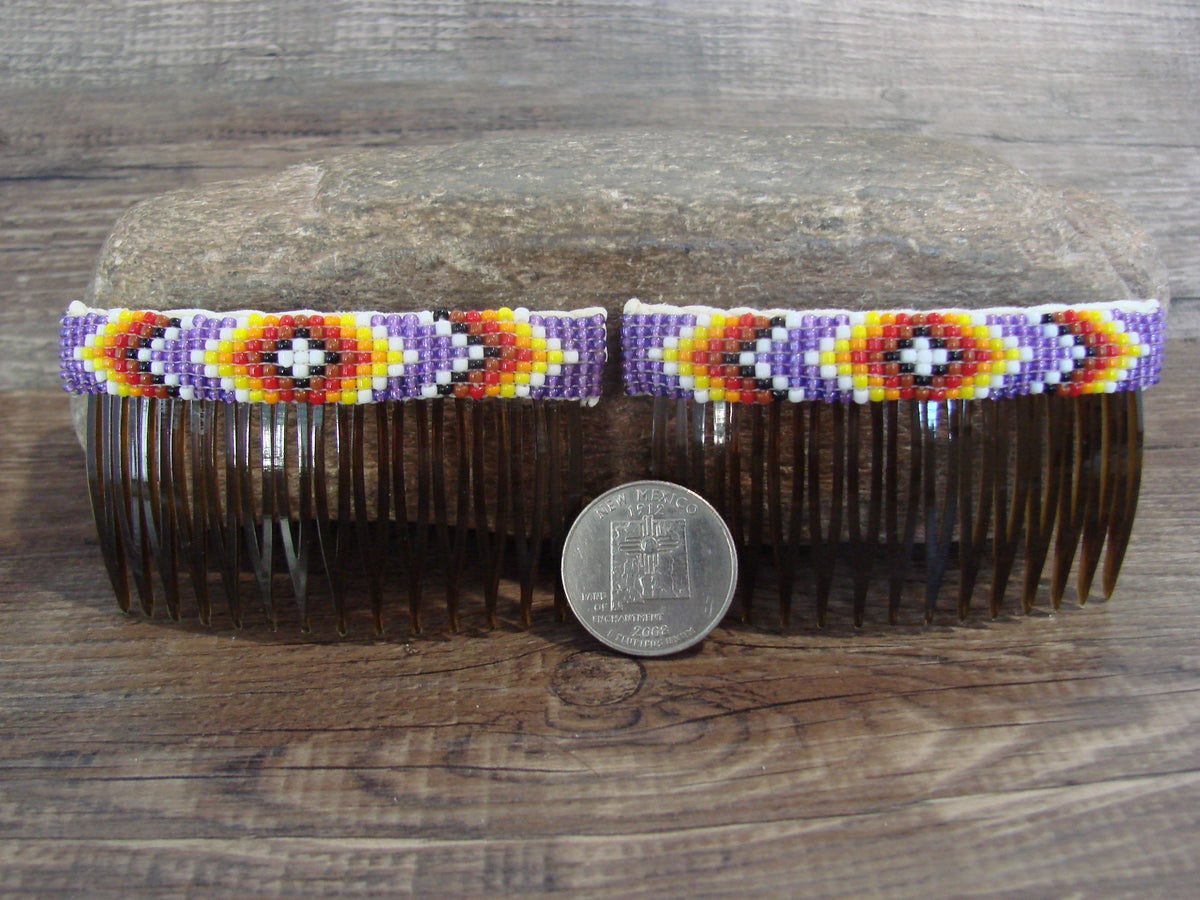 Native American Hand Beaded Hair Comb Set by Cleveland