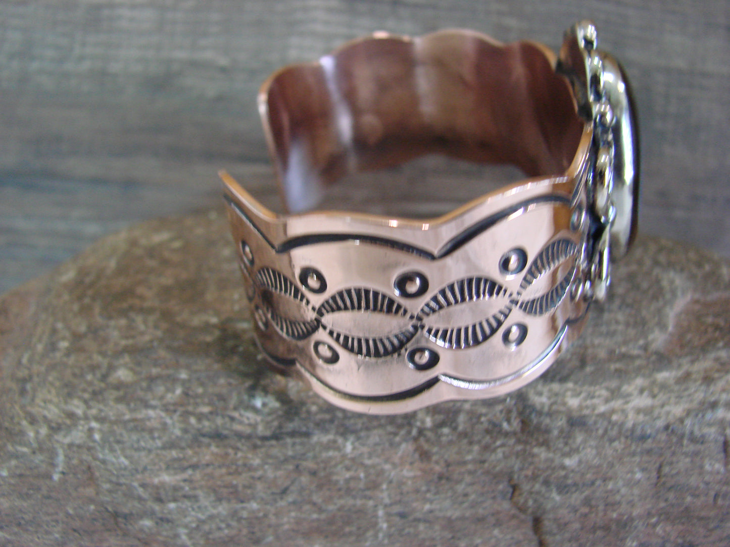 Navajo Indian Copper & Tiger Eye Bracelet by Cleveland