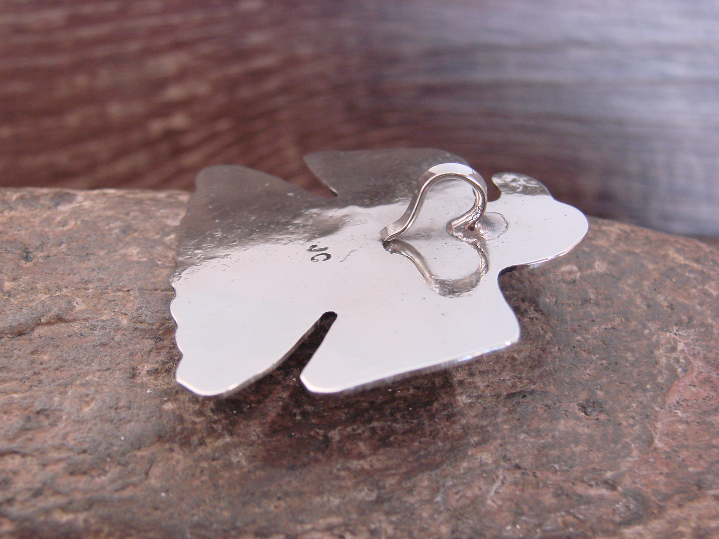 Native American Nickel Silver & Gaspeite Eagle Pendant - Cleveland