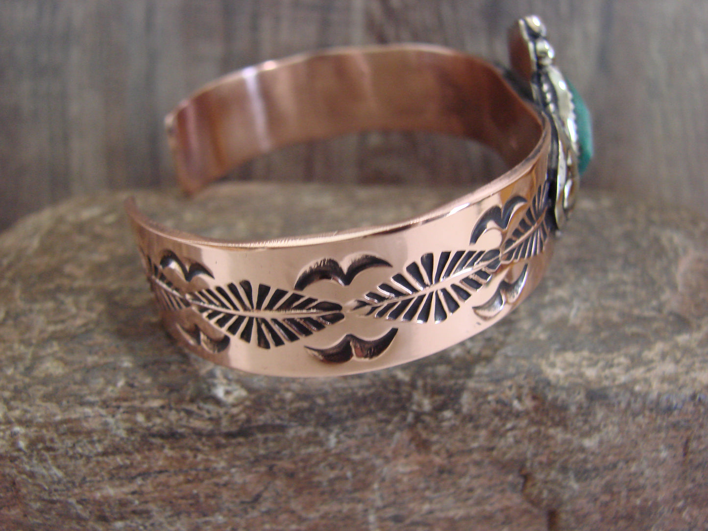 Native American Copper & Turquoise Bracelet by Cleveland