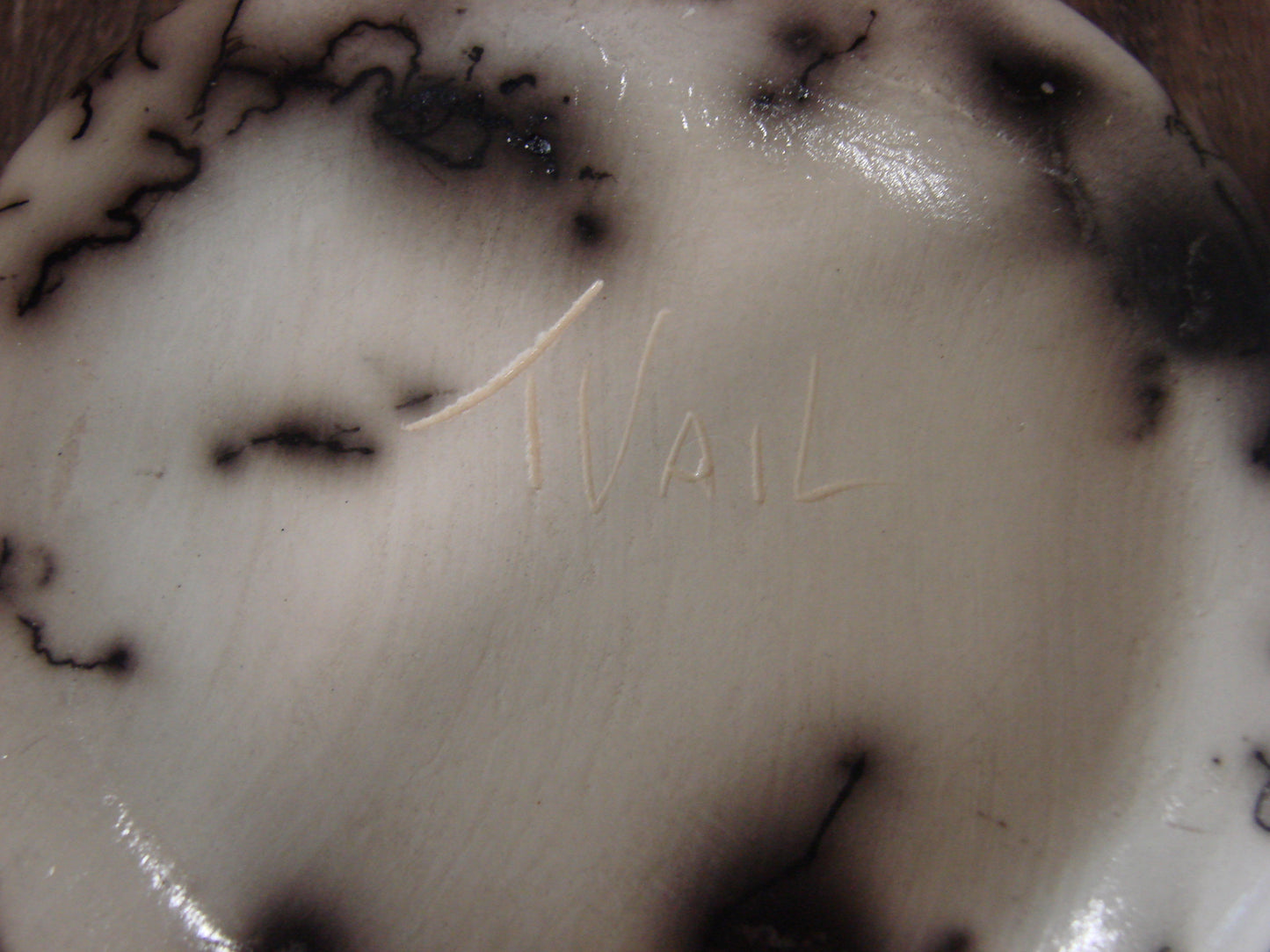 Native American Pottery Horse Hair Jewelry Trinket Box by Vail