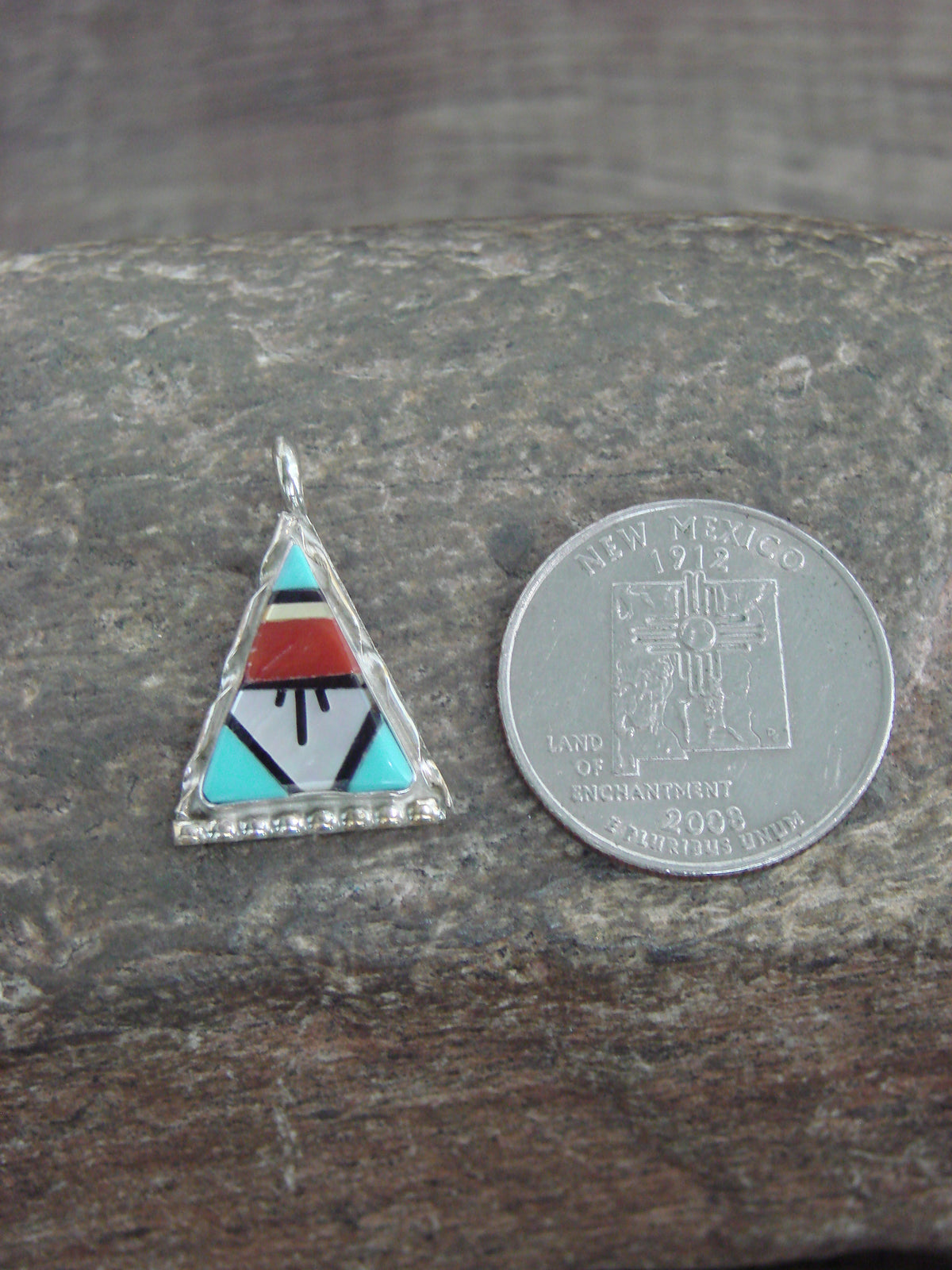 Native American Sterling Silver Turquoise Inlay Pendant - Niiha