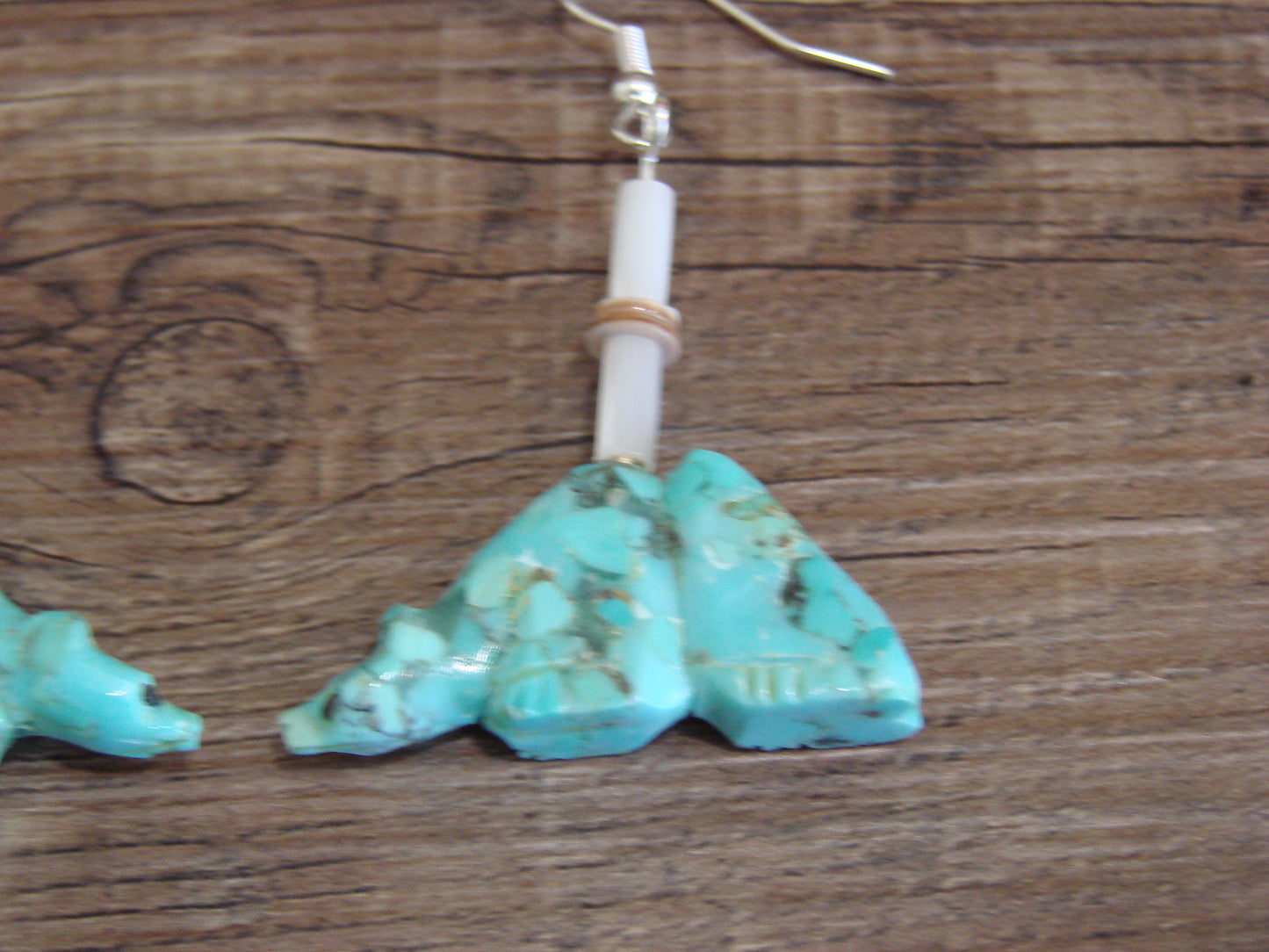Native American Hand Carved Badger Fetish Dangle Earrings - Laate