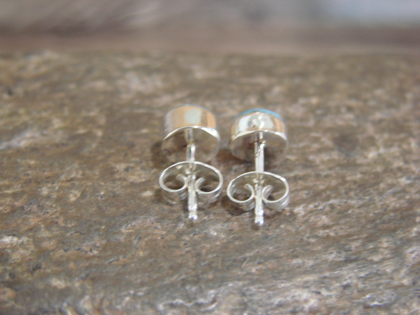 Native American Sterling Silver 1/4" Turquoise Stud Post Earrings by Neha