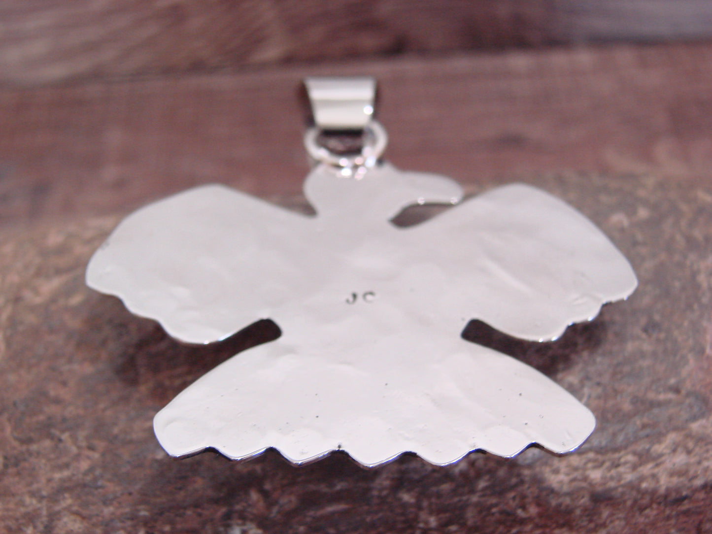 Native American Nickel Silver & Turquoise Thunderbird Pendant - Cleveland