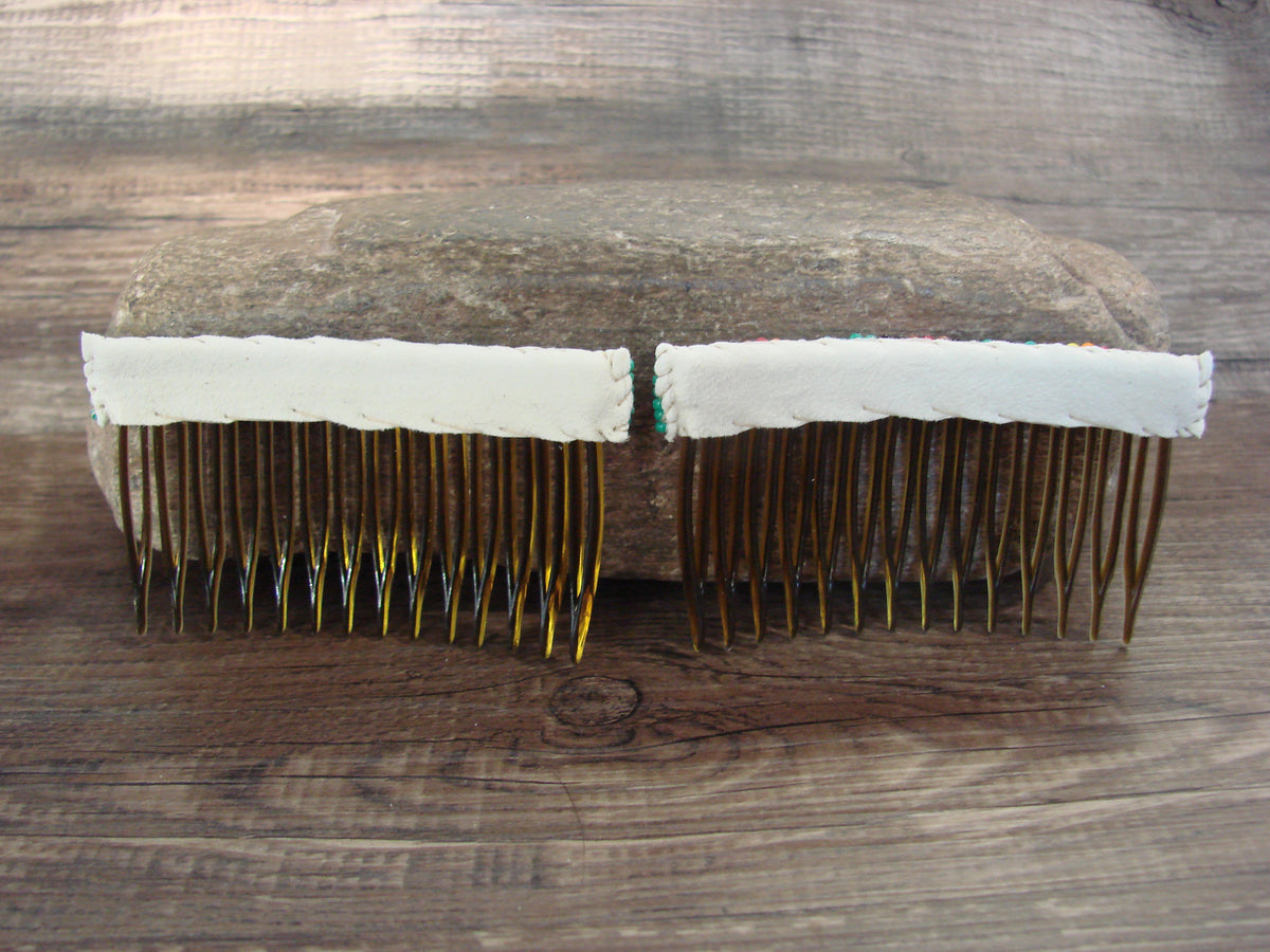 Native American Hand Beaded Hair Comb Set by Cleveland