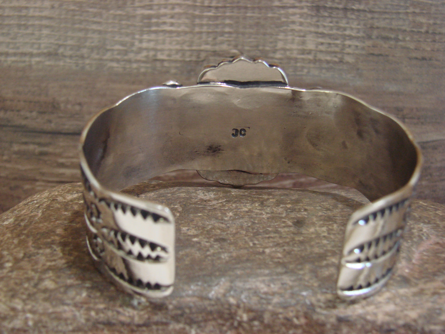 Native American Nickel Silver & Turquoise Bracelet by Cleveland