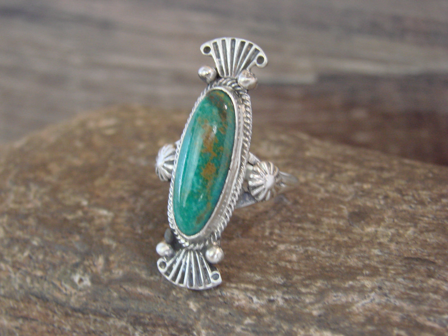 Native American Sterling Silver & Turquoise Ring by Largo - Size 8