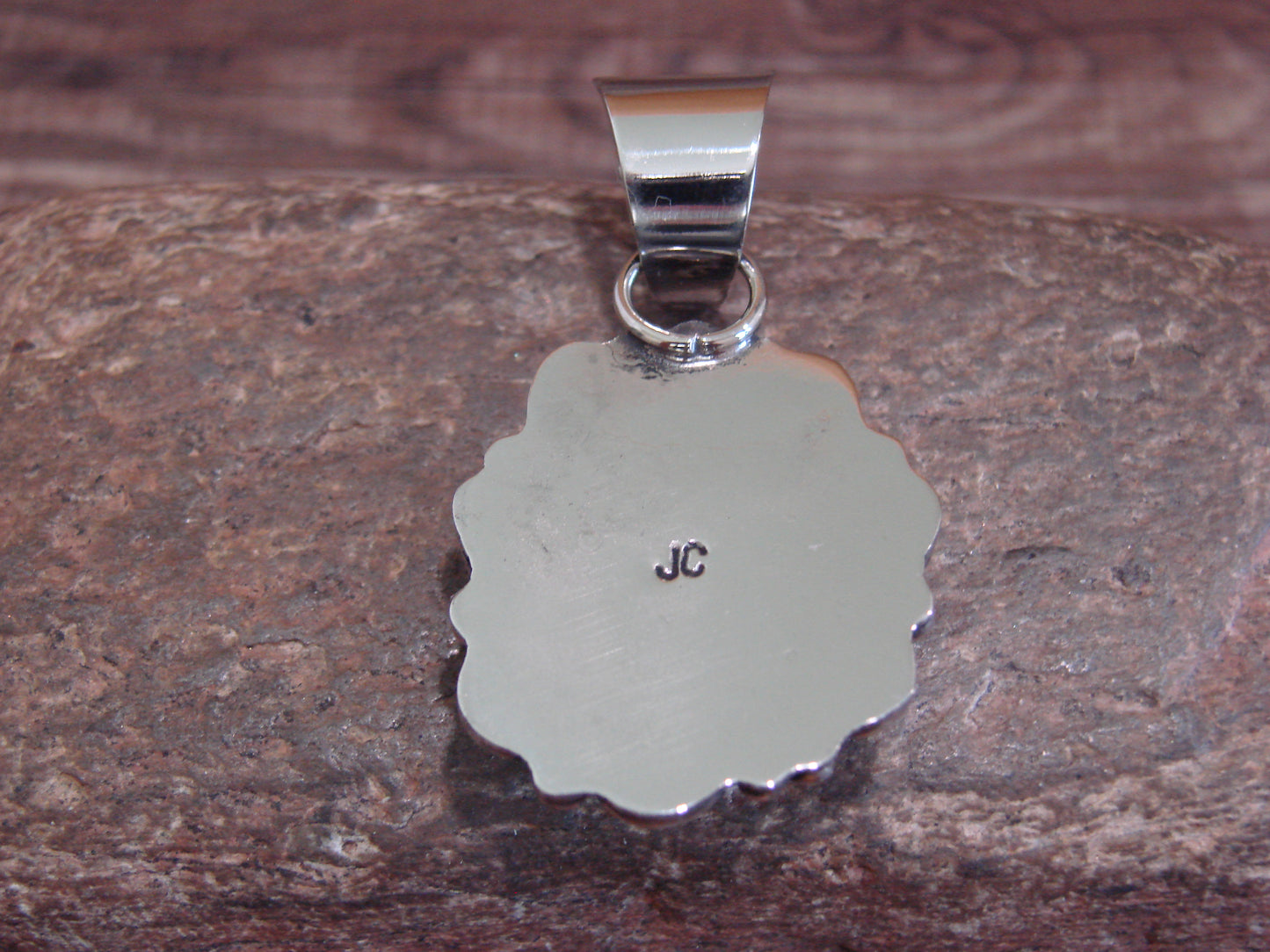 Native American Navajo Nickel Silver & Turquoise Pendant - Cleveland