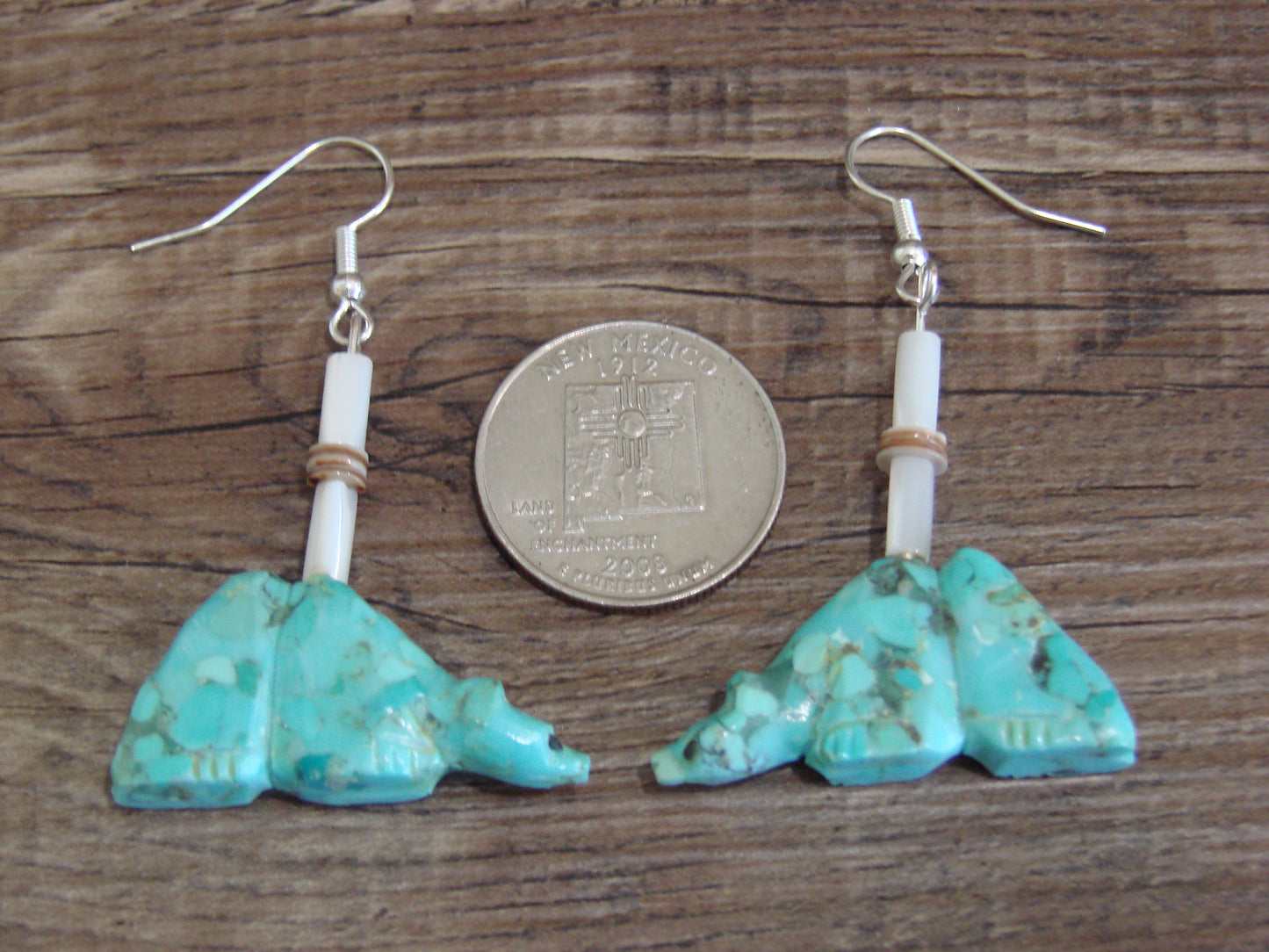 Native American Hand Carved Badger Fetish Dangle Earrings - Laate