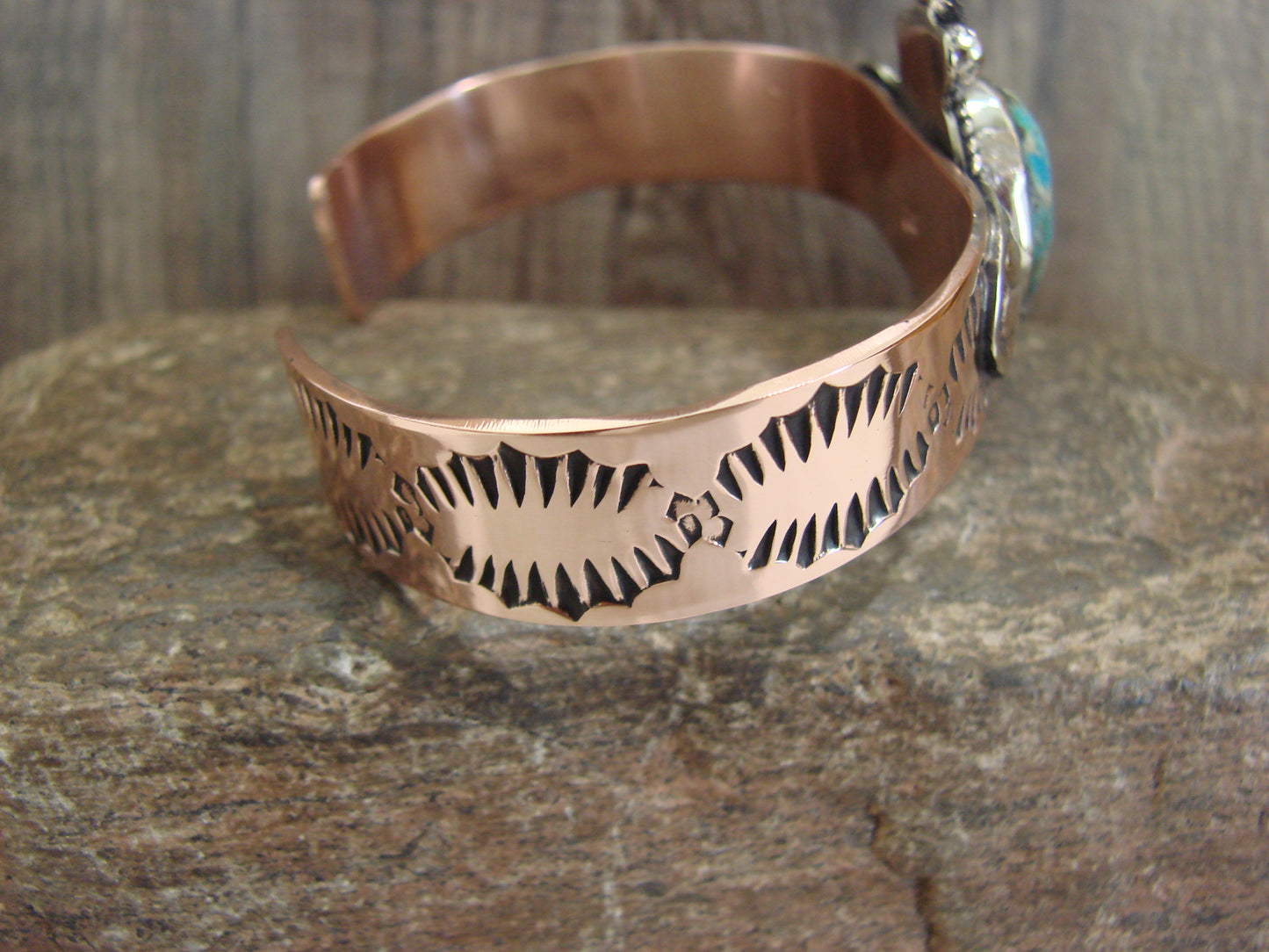 Native American Copper & Turquoise Bracelet by Cleveland