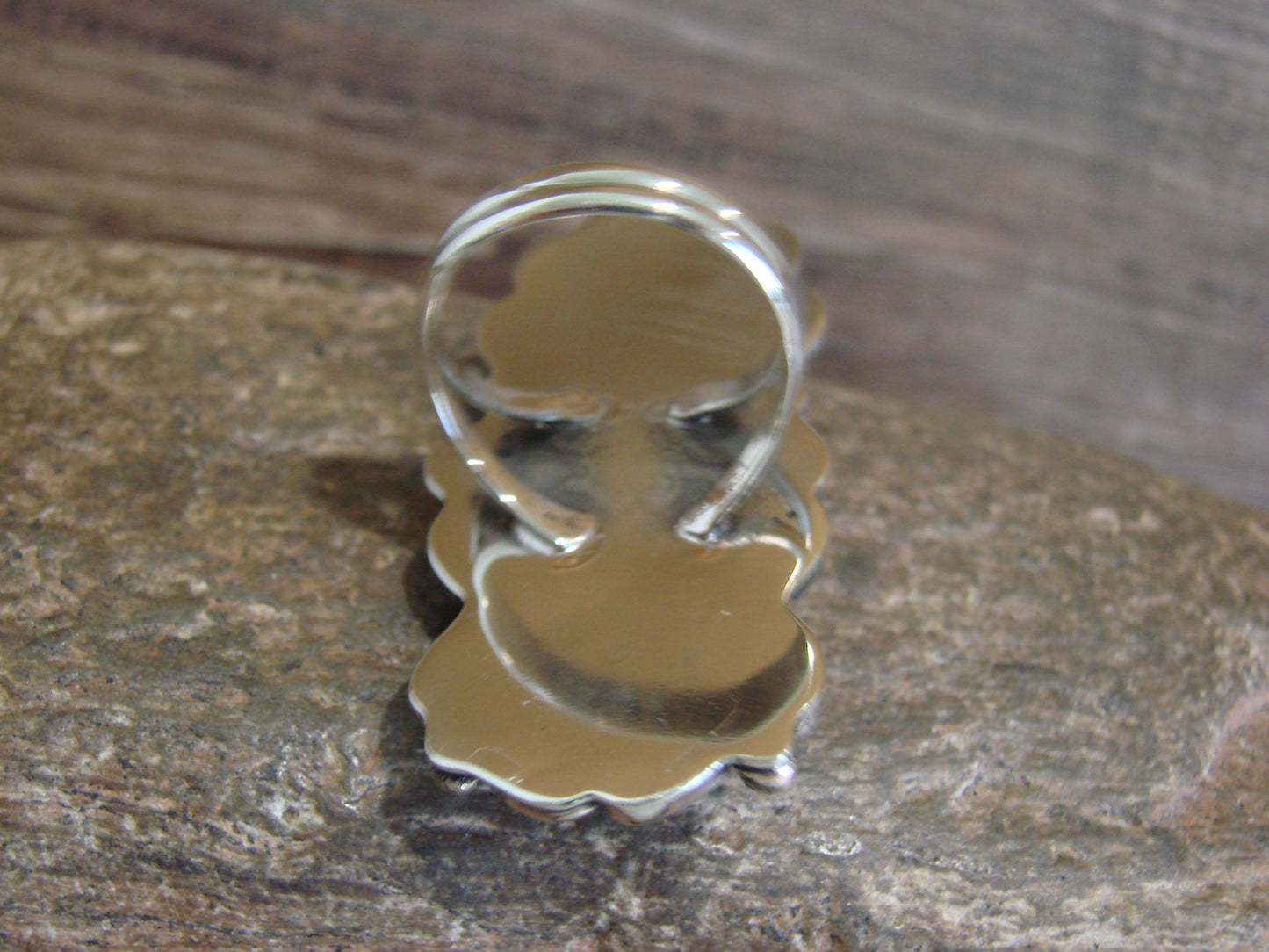 Native American Nickel Silver & Turquoise Ring by Cleveland - Size 10.5